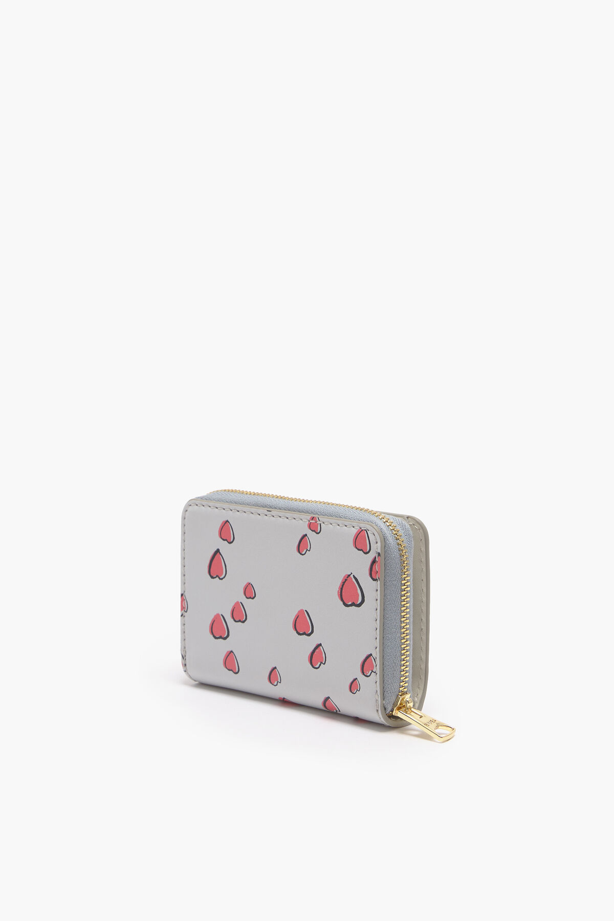 Cartera solapa piel print Small Hearts gris