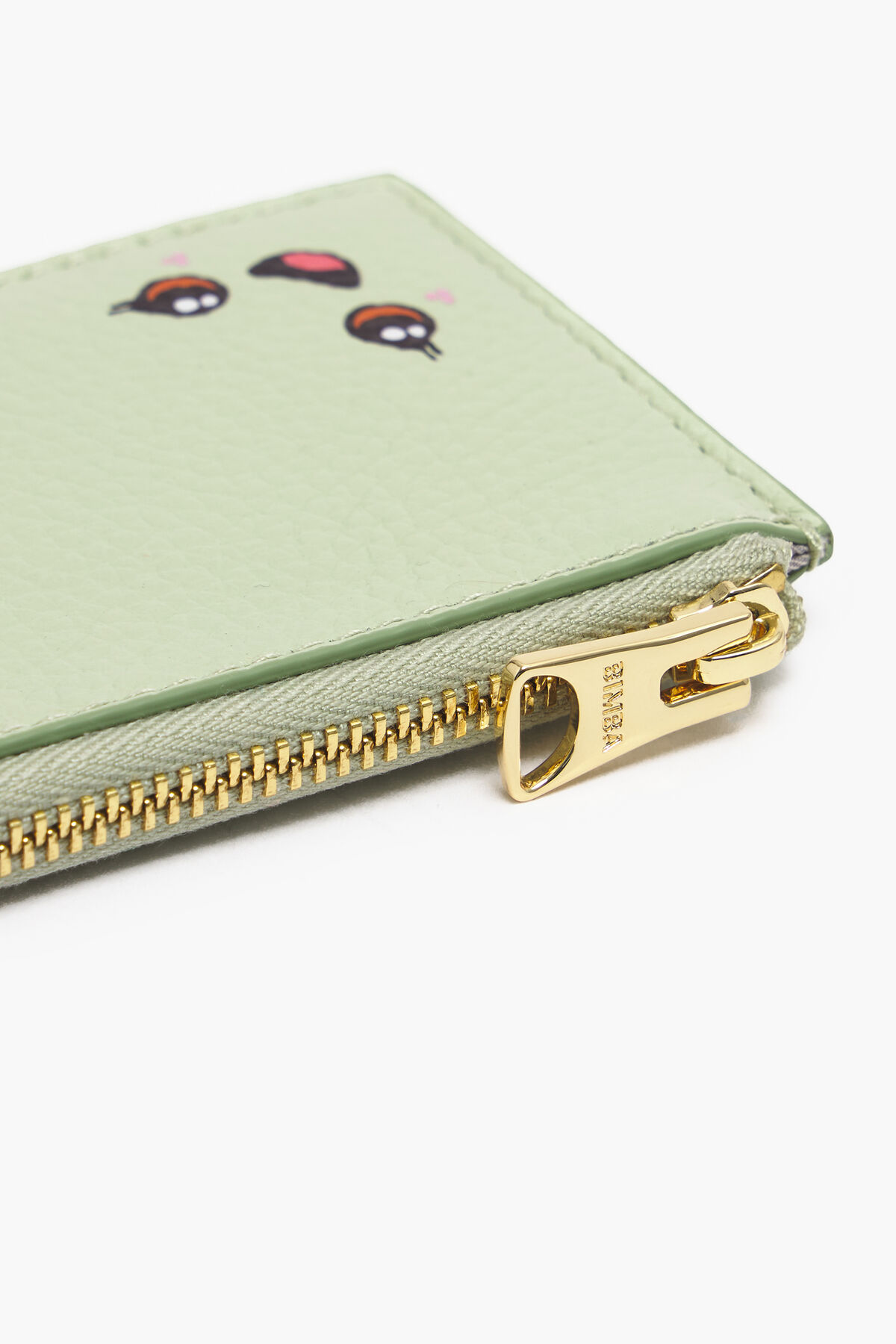 Monedero rectangular piel verde pastel