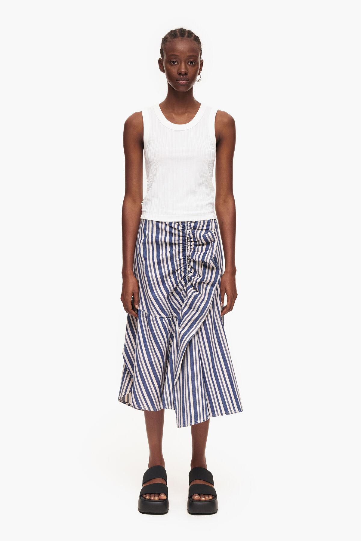 Falda midi vaquera azul