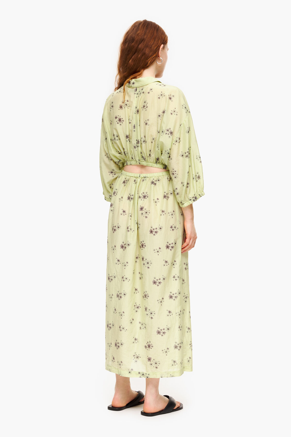 Vestido fluido Acrylic Flowers verde