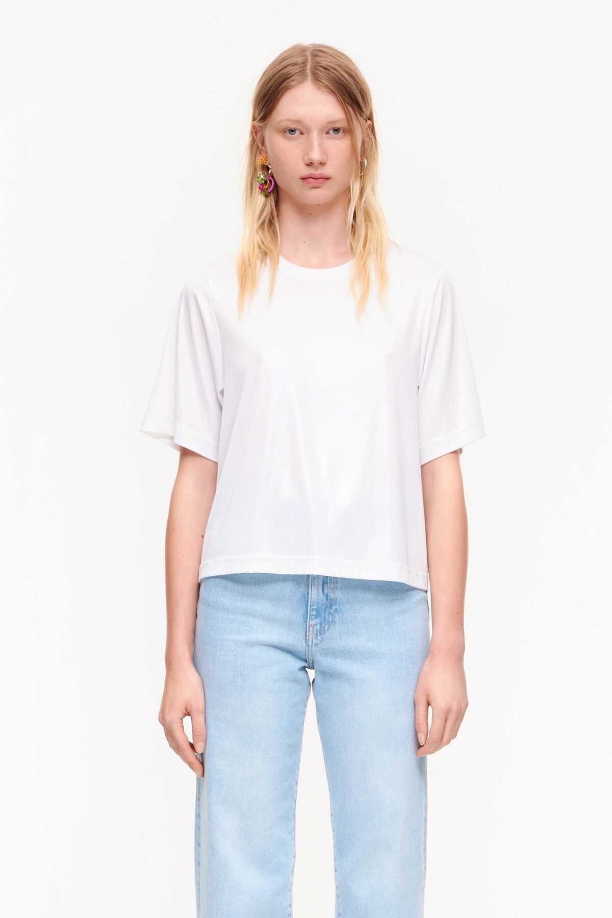 Camiseta corta fluida blanca