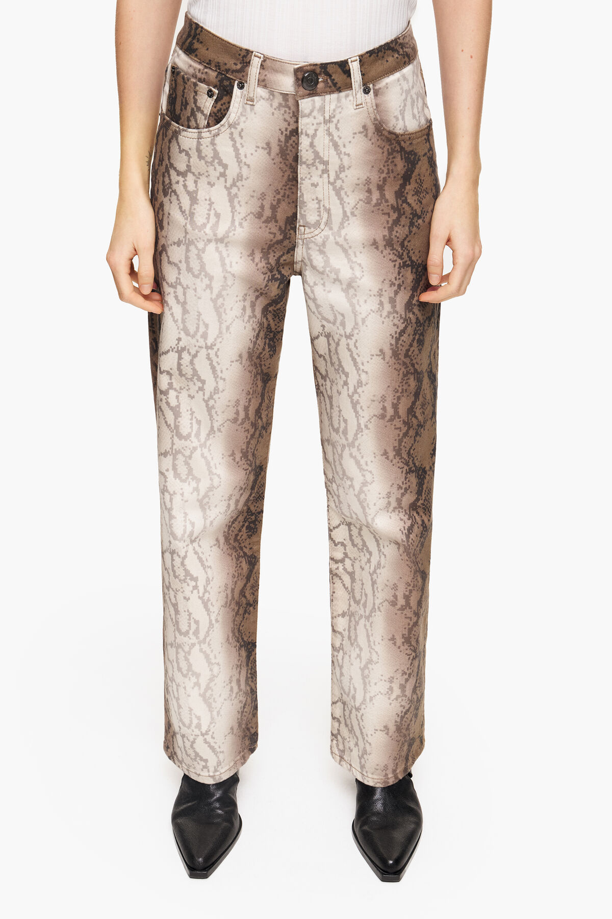 STRAIGHT CROPPED - Vaquero recto print Python Pixel caqui