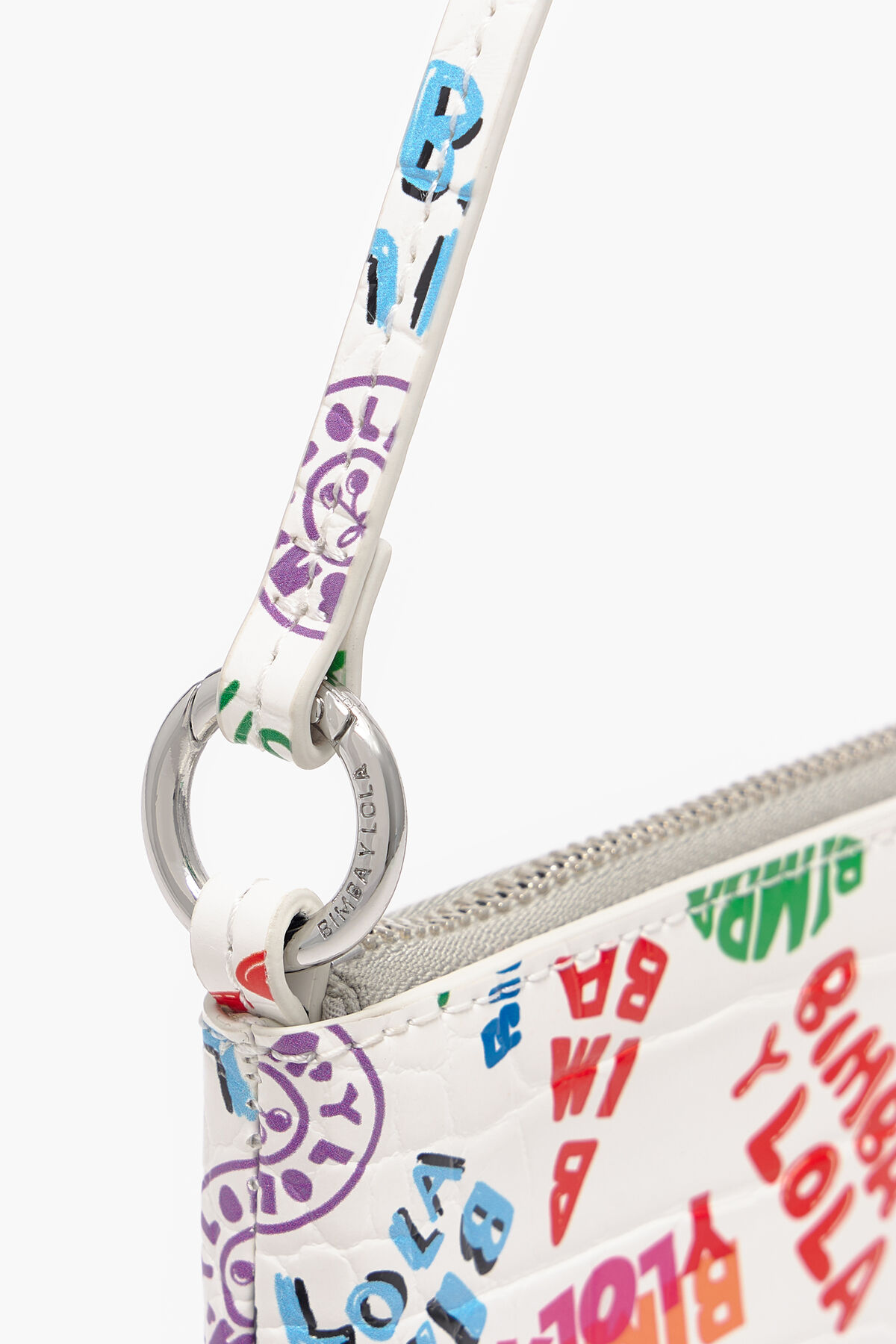 Neceser rectangular cocodrilo print blanco