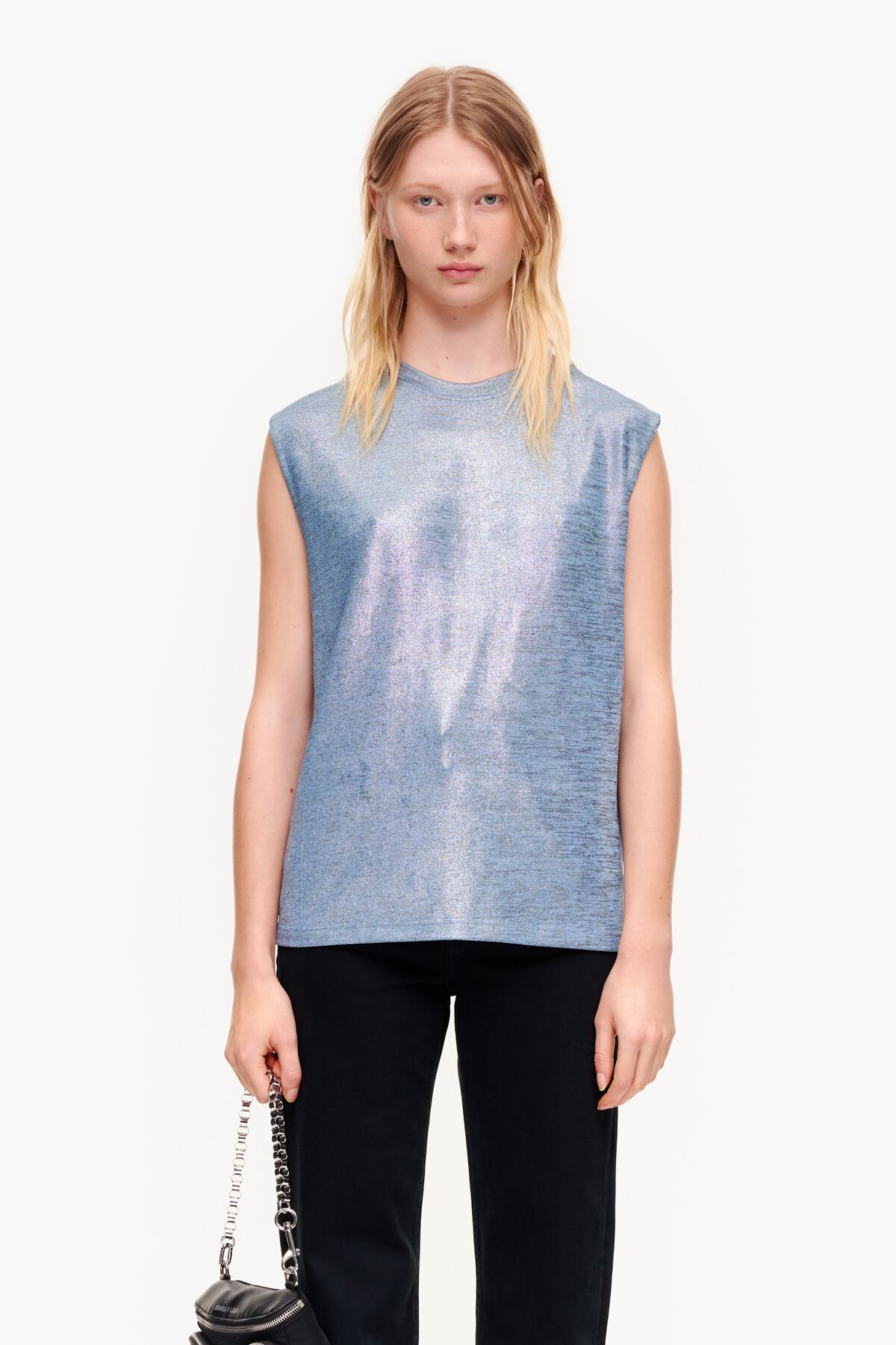 Camiseta corta fluida azul