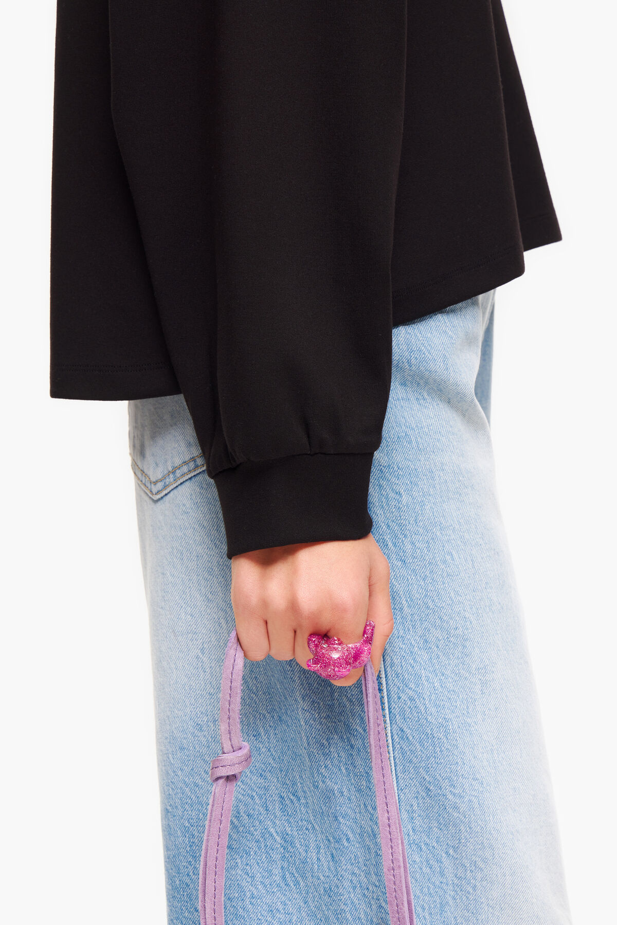 Anillo oso purpurina rosa