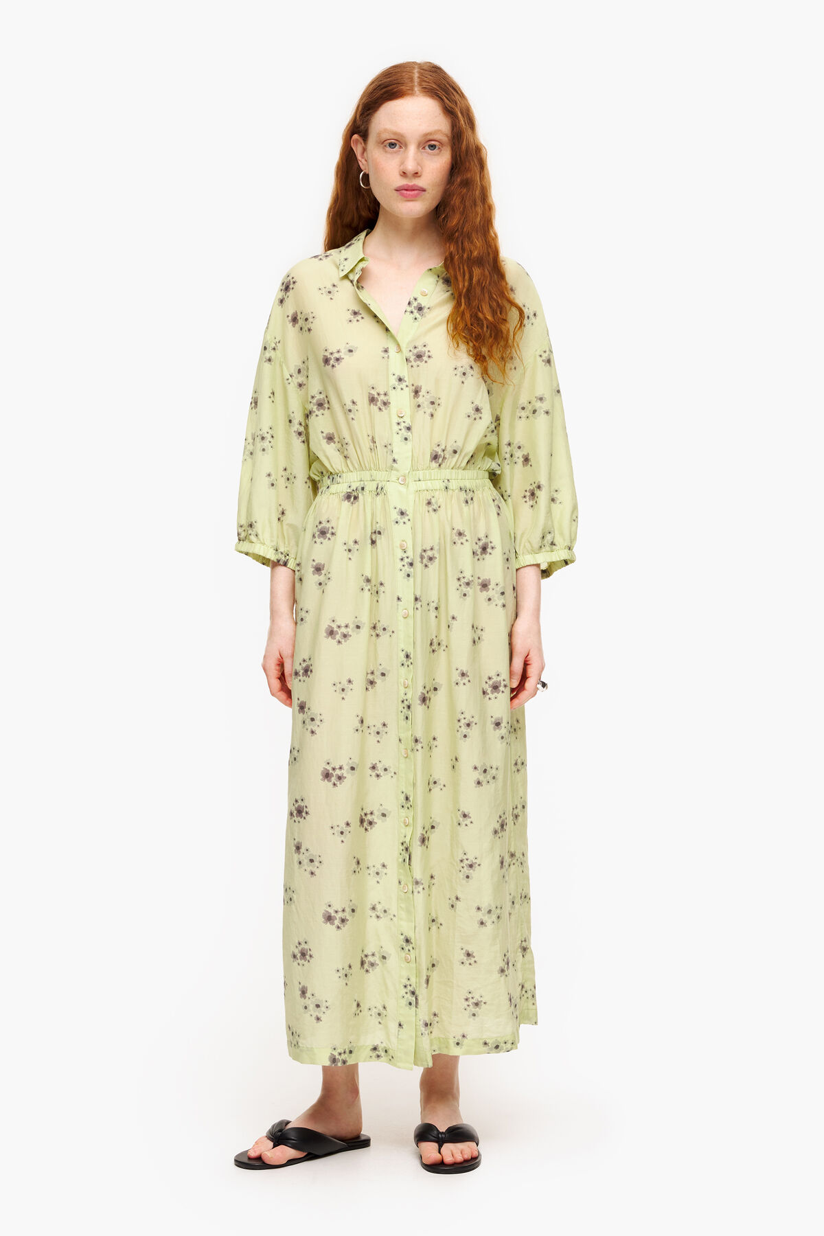 Vestido fluido Acrylic Flowers verde