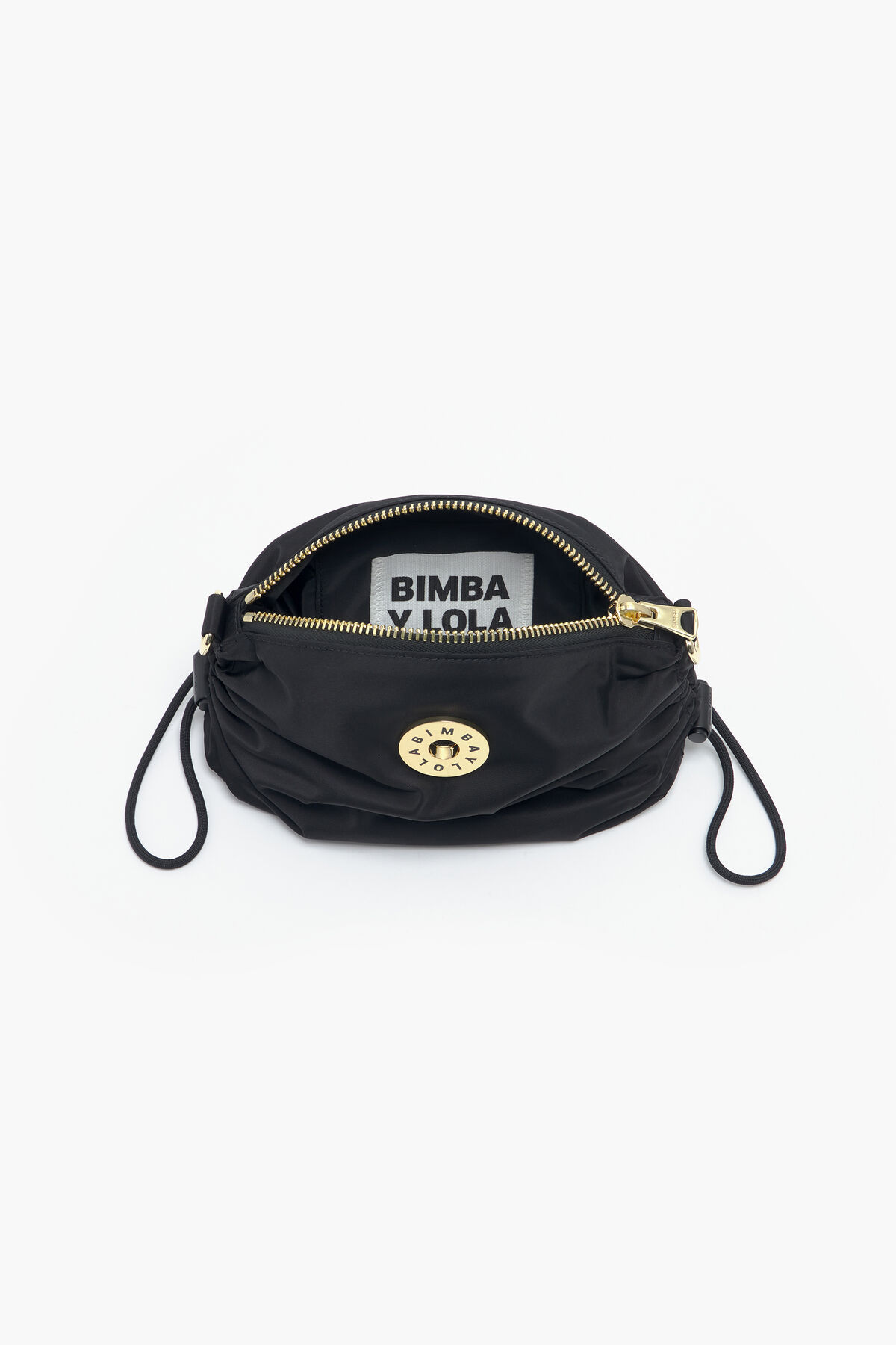Bolso bandolera S nylon frunces negro
