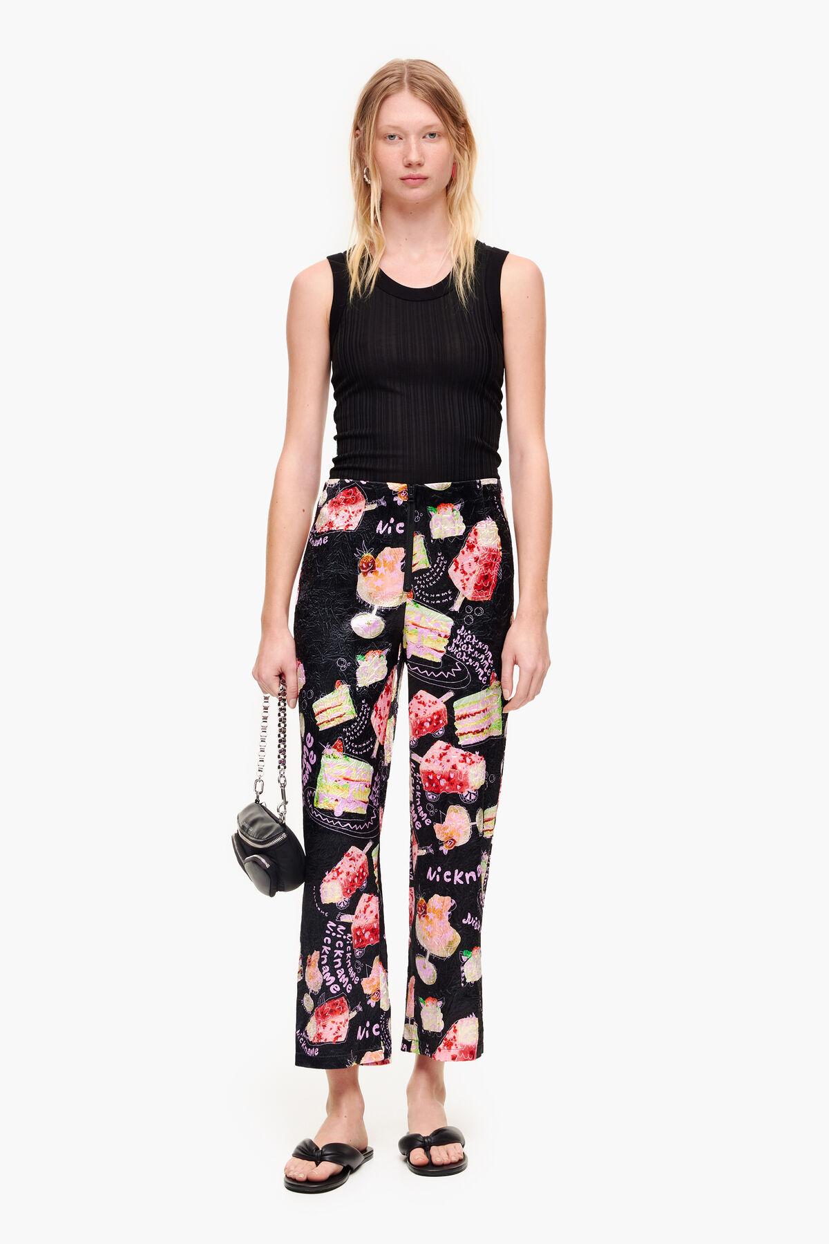 Pantalón fluido print Nickname Photo negro