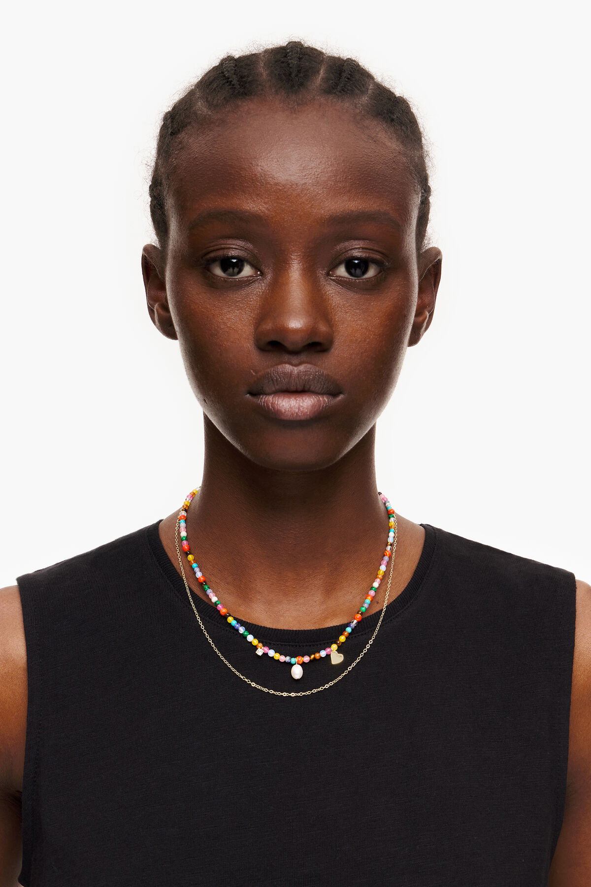 Collar piedras naturales multicolor y cadena