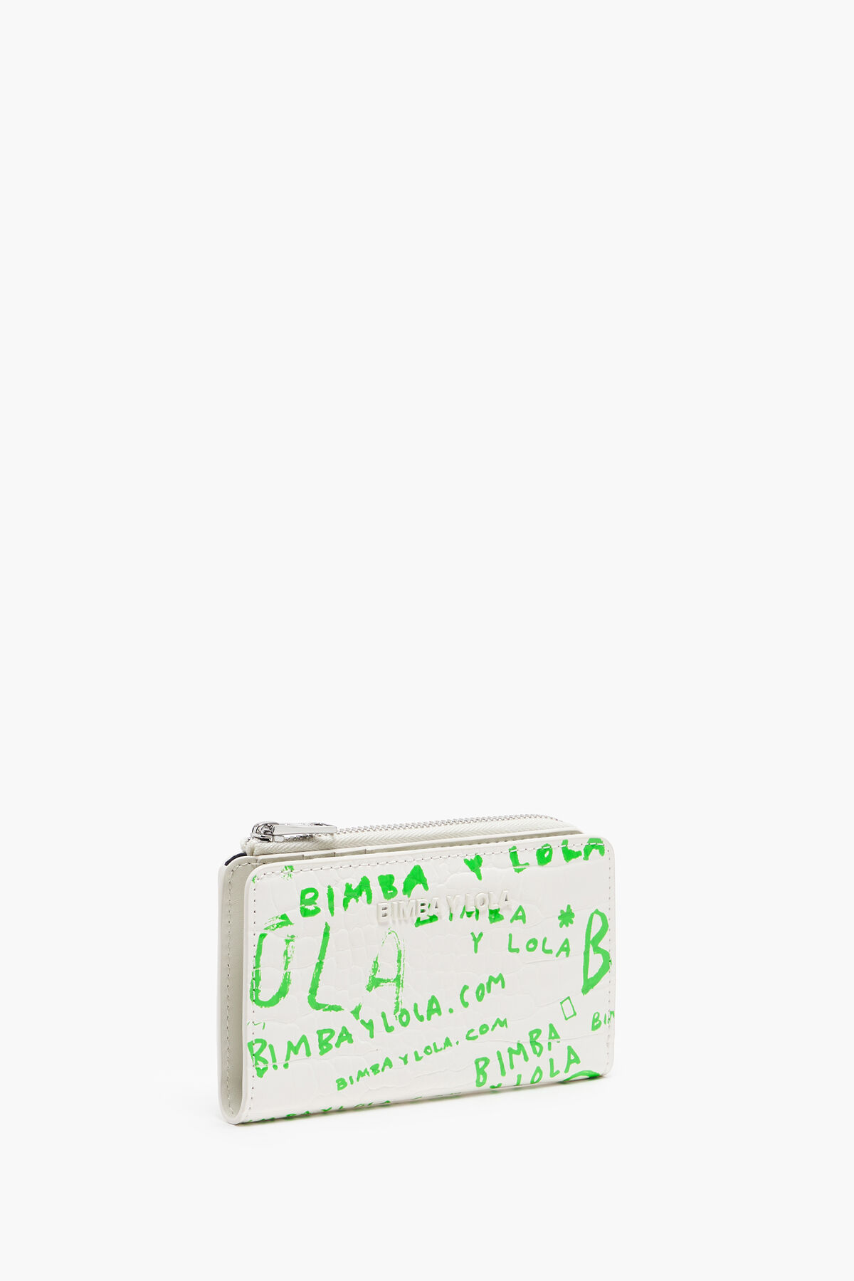 Cartera rectangular cocodrilo print blanca