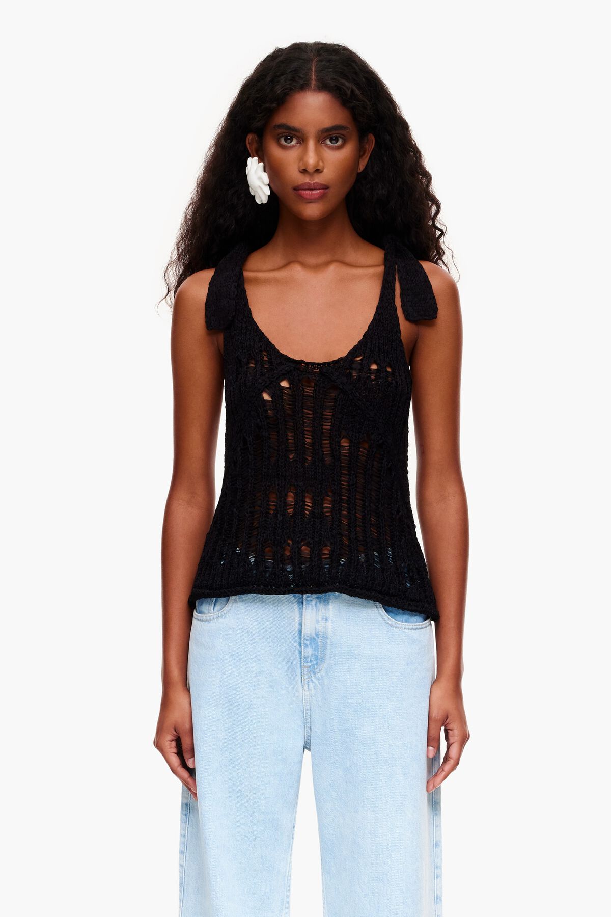 Top crochet negro