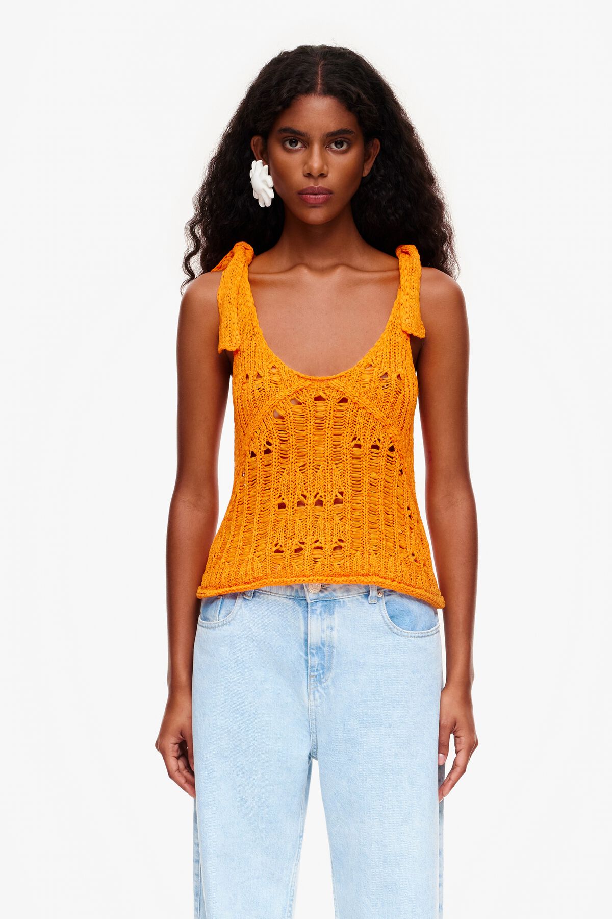 Top crochet naranja