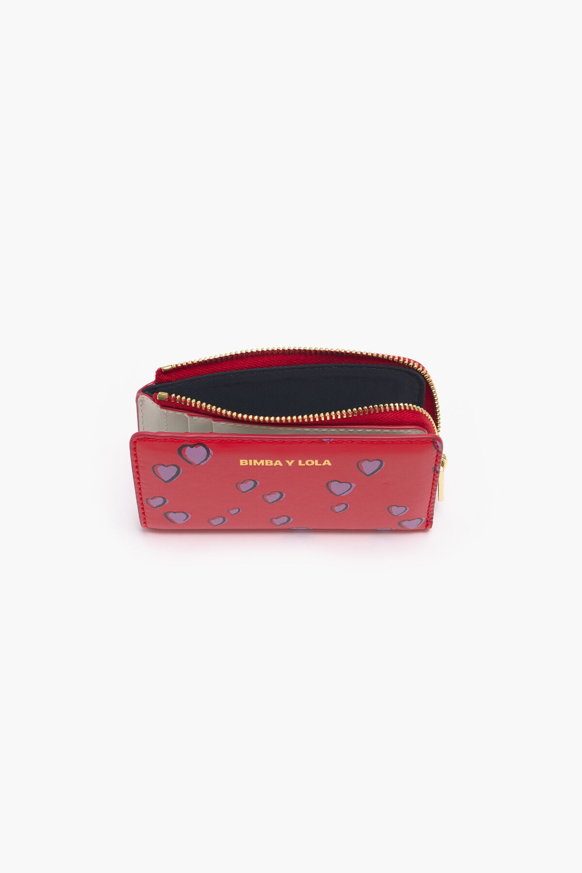 Cartera rectangular piel print Small Hearts roja