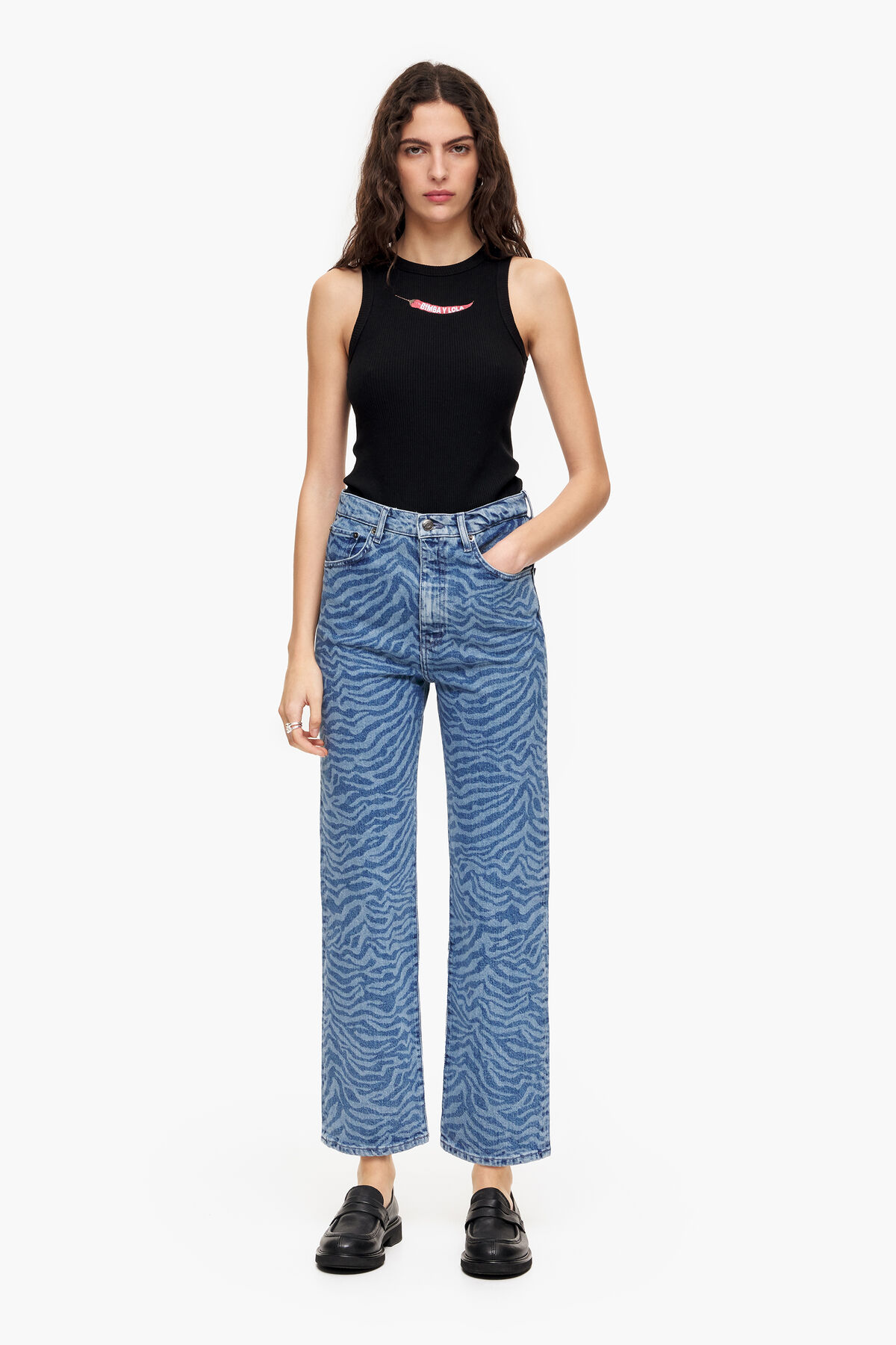 STRAIGHT CROPPED - Vaquero recto Tiger azul