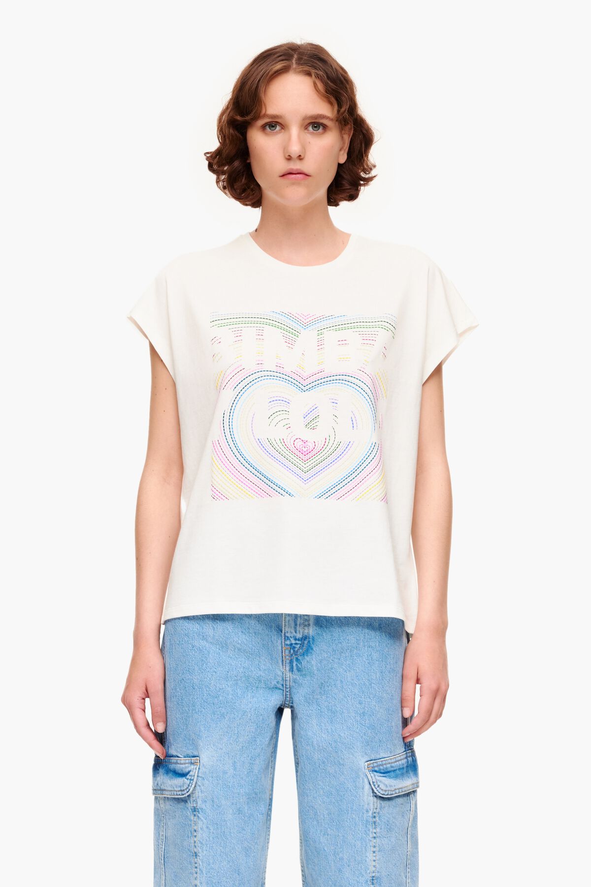 Camiseta logo Lápiz marfil