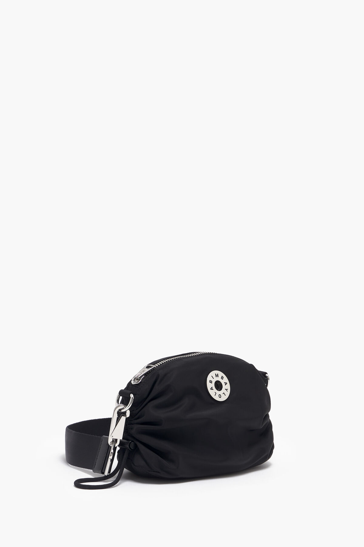Bolso bandolera S nylon frunces negro