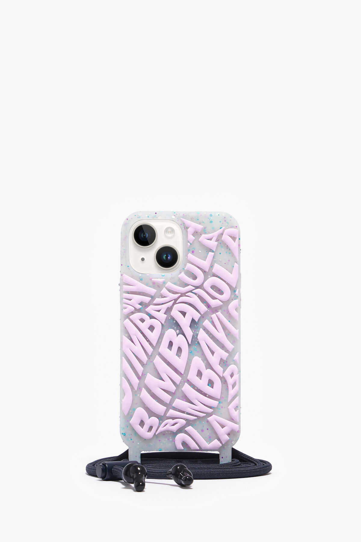 Funda iPhone 14 Plus transparente logo lila
