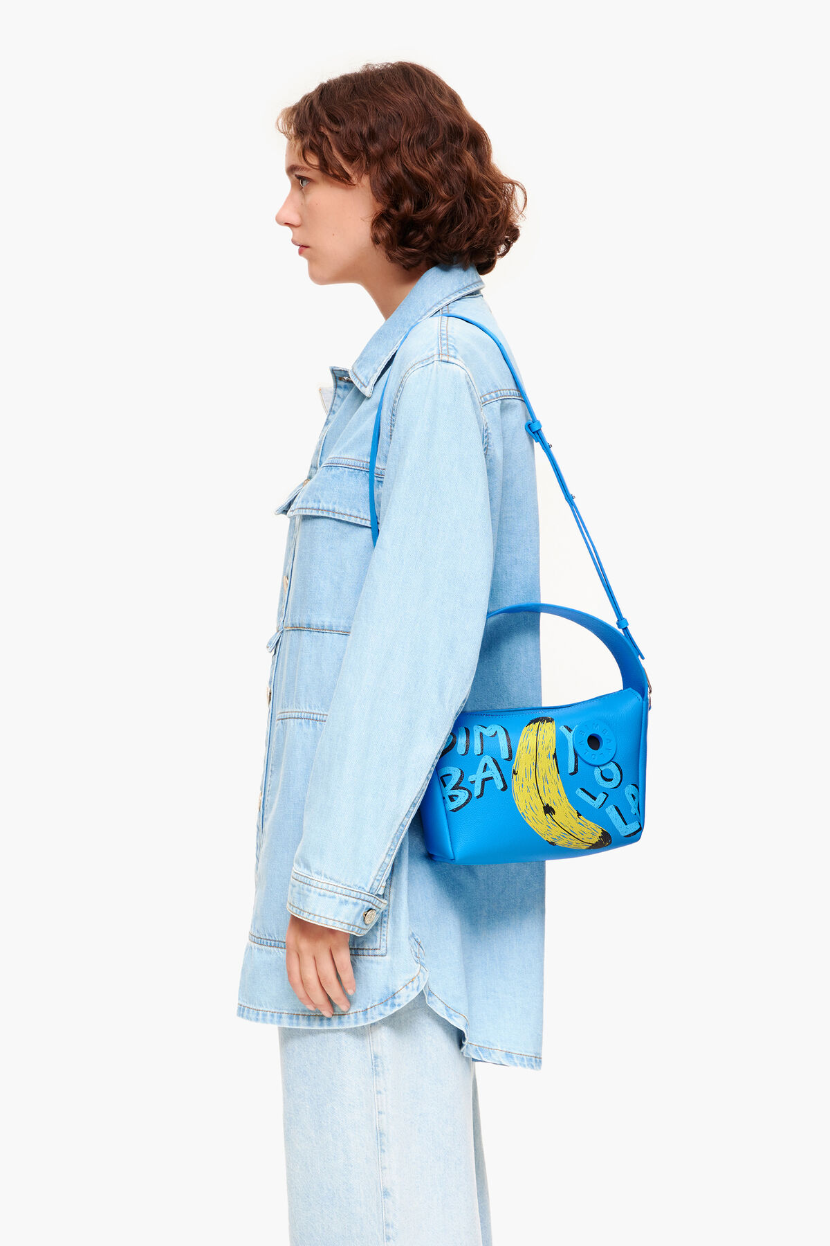 Bolso hobo M piel print BYL Banana azul