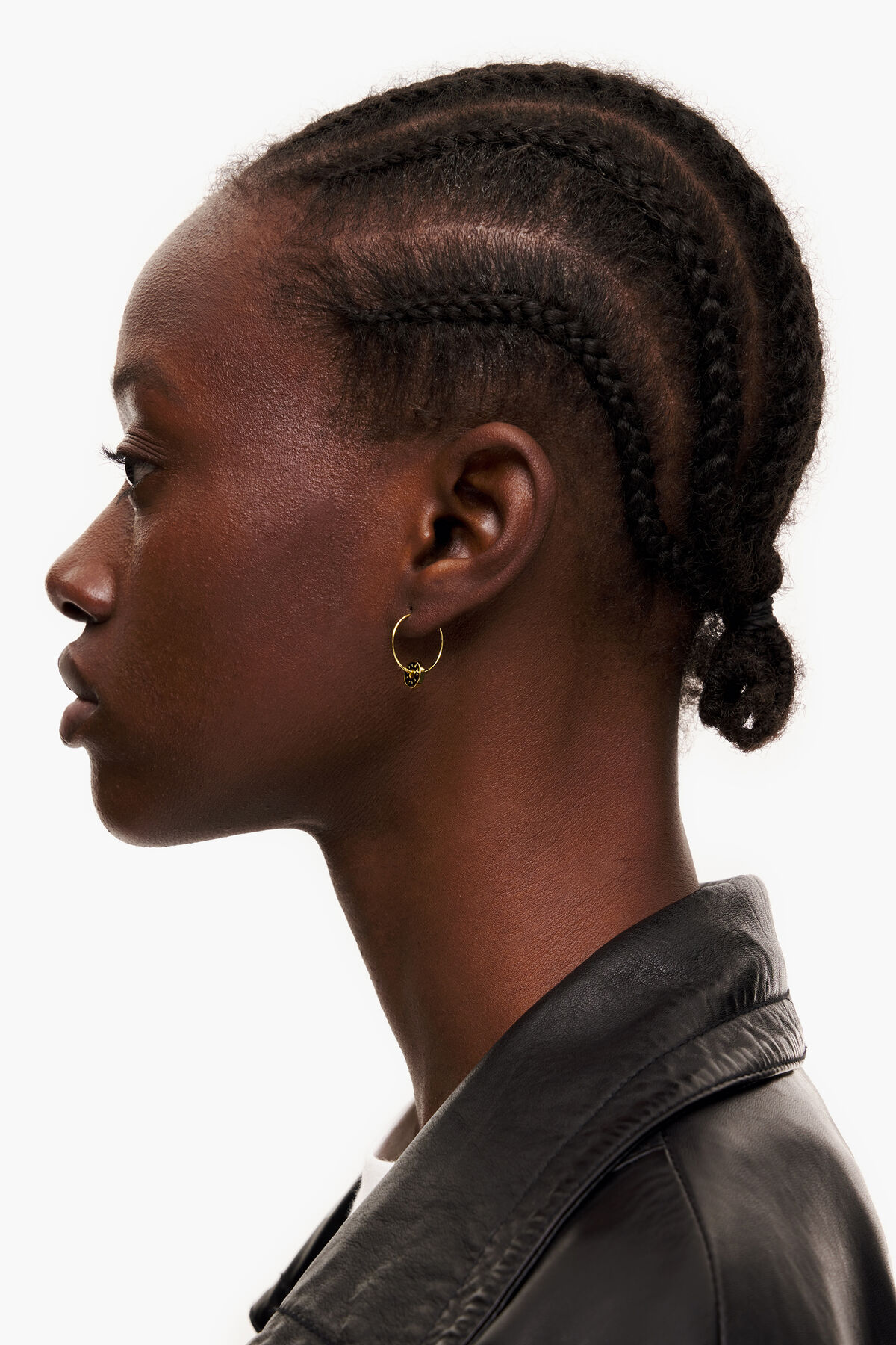 Pendientes aro logo esmaltado negros