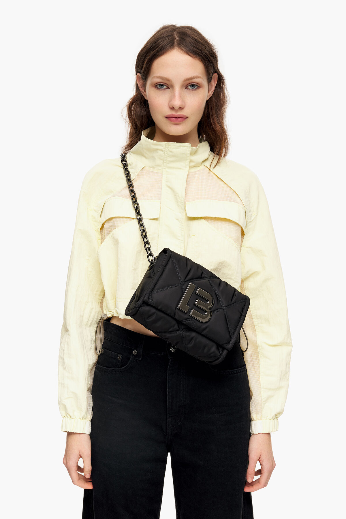 Bolso bandolera S nylon solapa negro