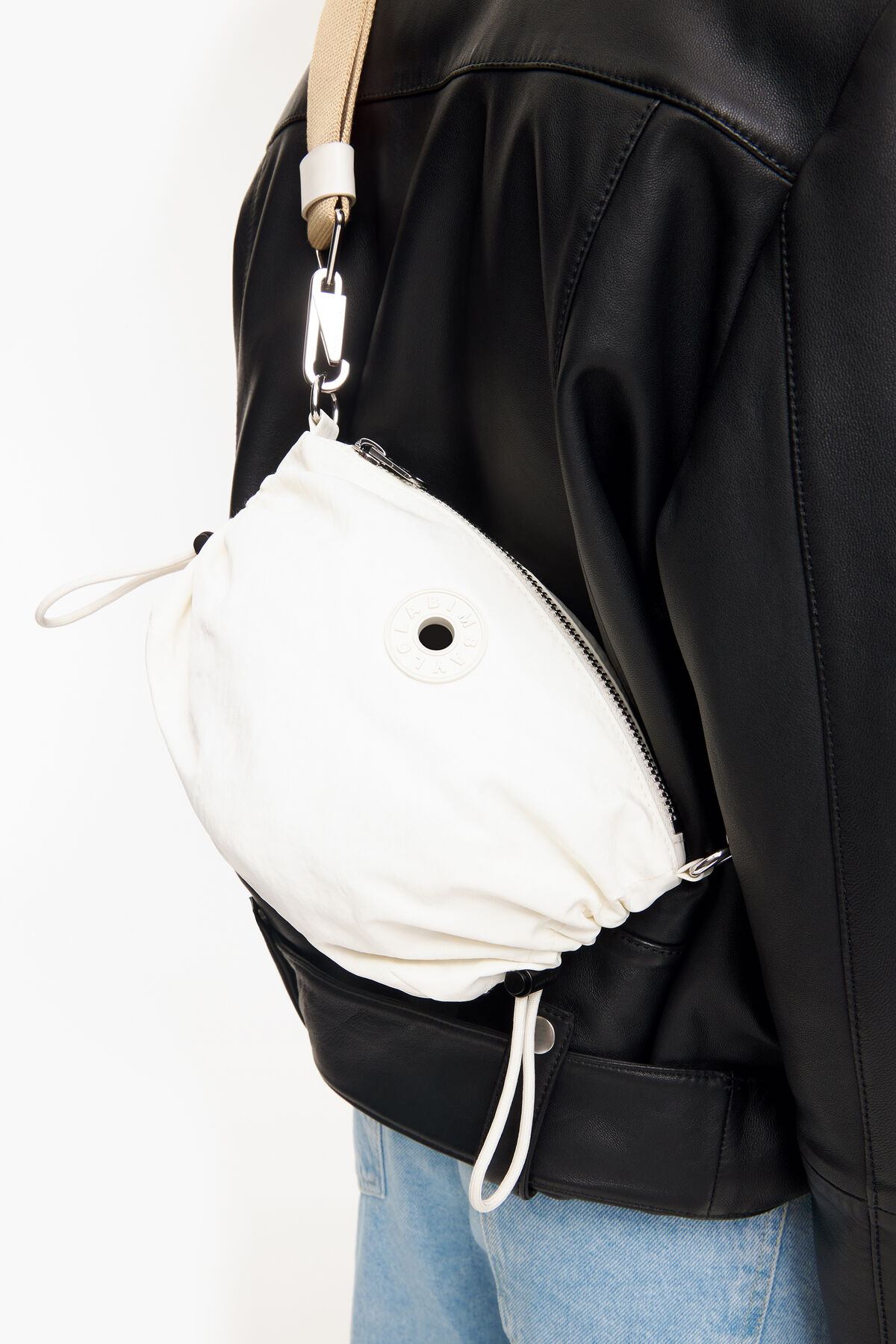 Bolso bandolera S nylon frunces piedra