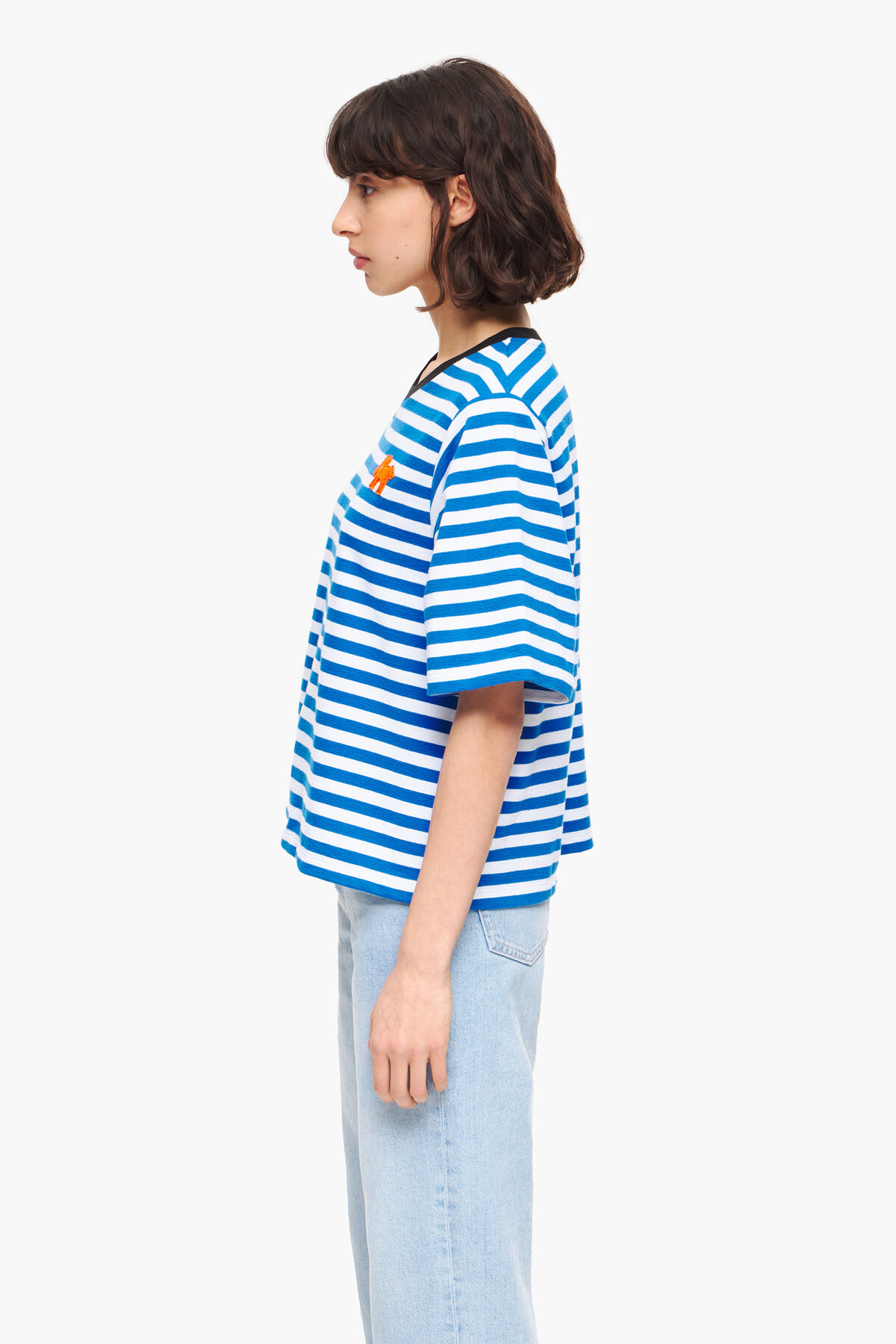 Camiseta perro rayas azul