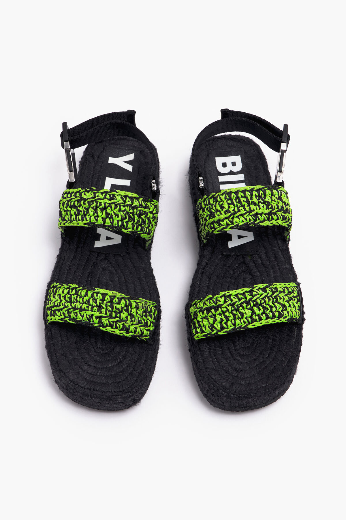 Sandalia plana crochet verde