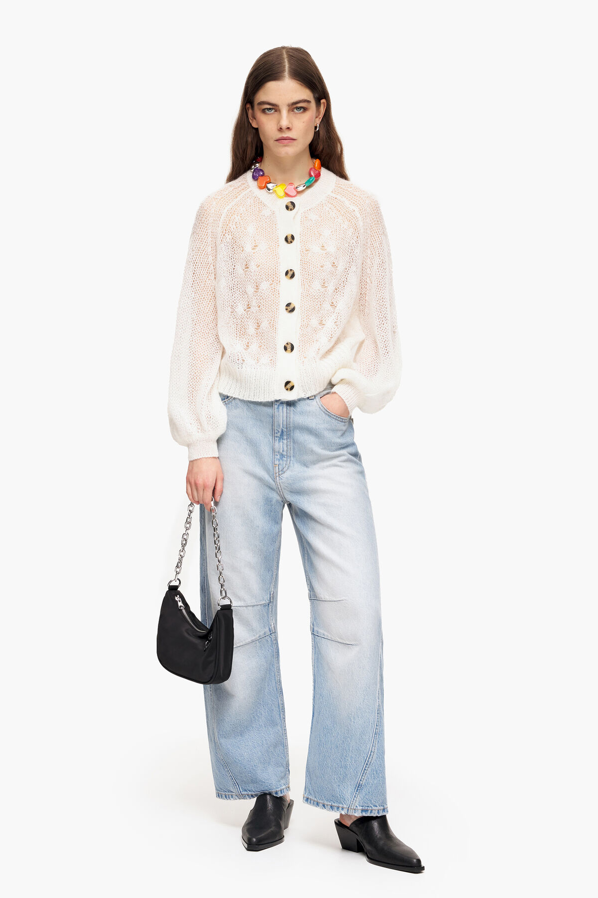 Cárdigan calados mohair crudo