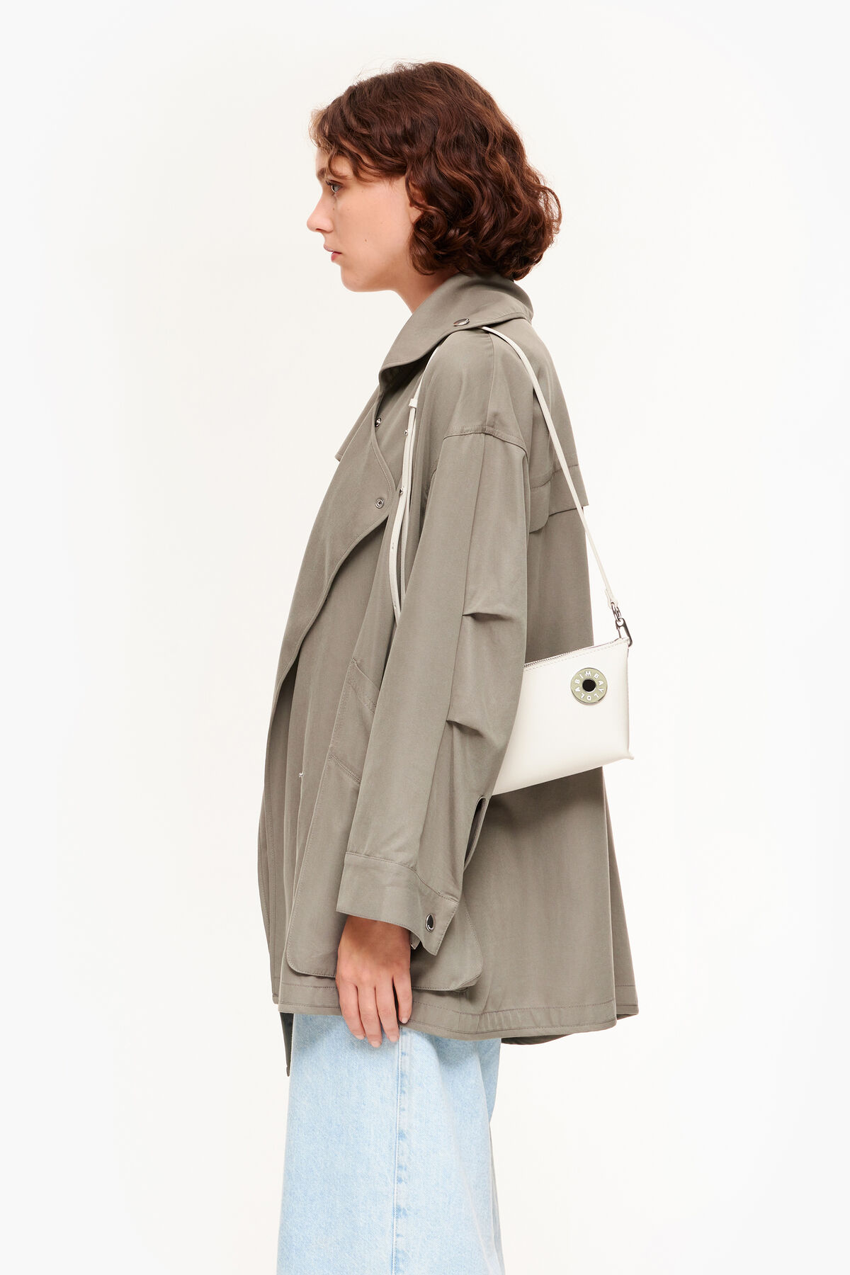 Bolso bandolera XS trapecio piel blanco roto