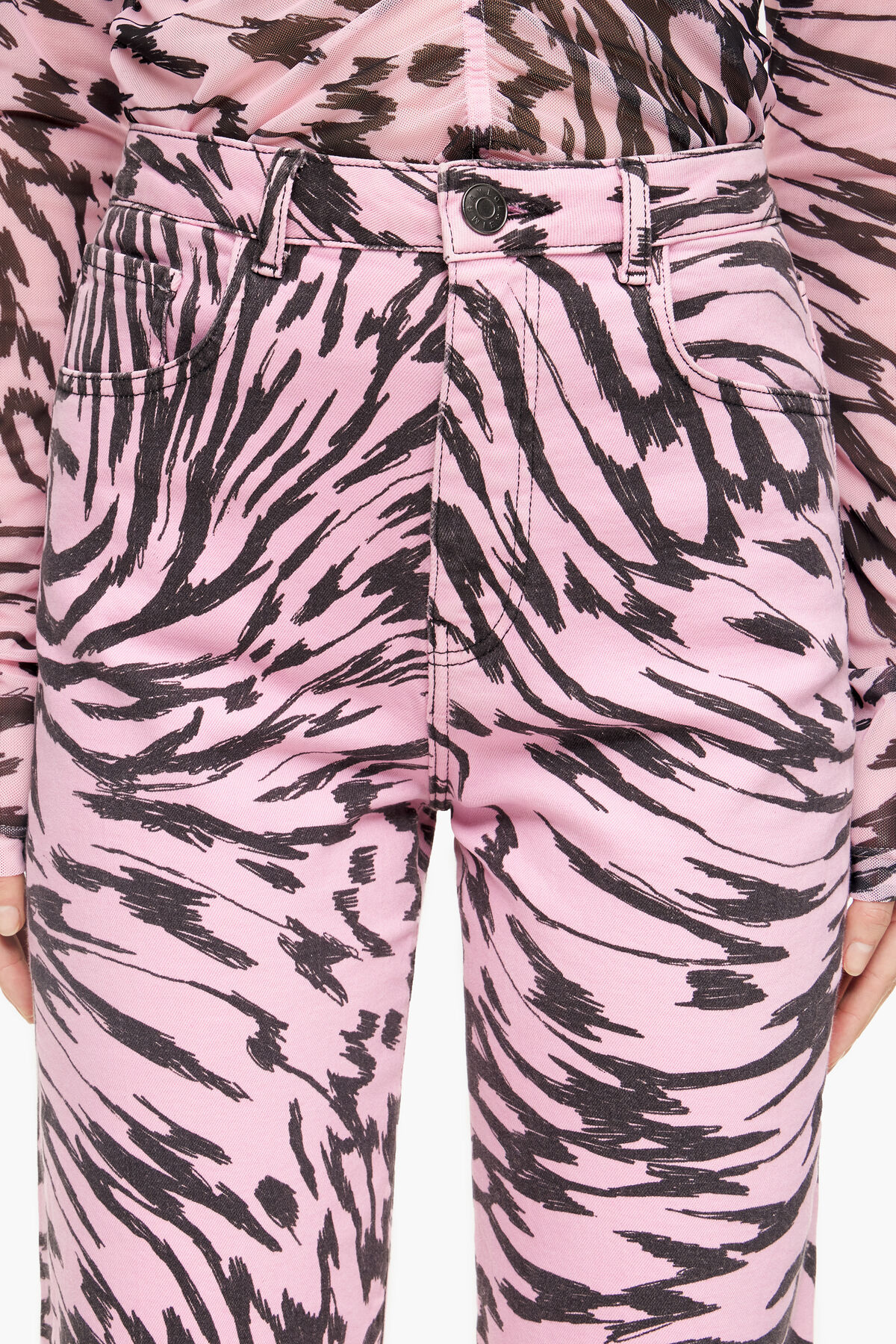 STRAIGHT CROPPED - Vaquero recto print Butterfly Wing rosa