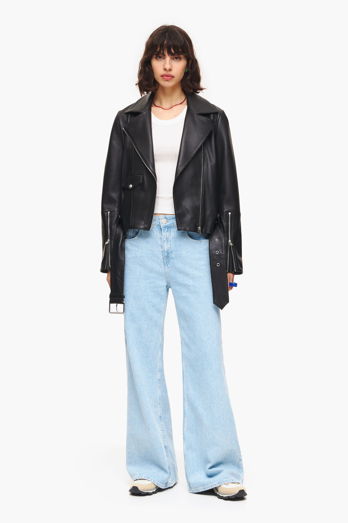 Cazadora biker piel negra