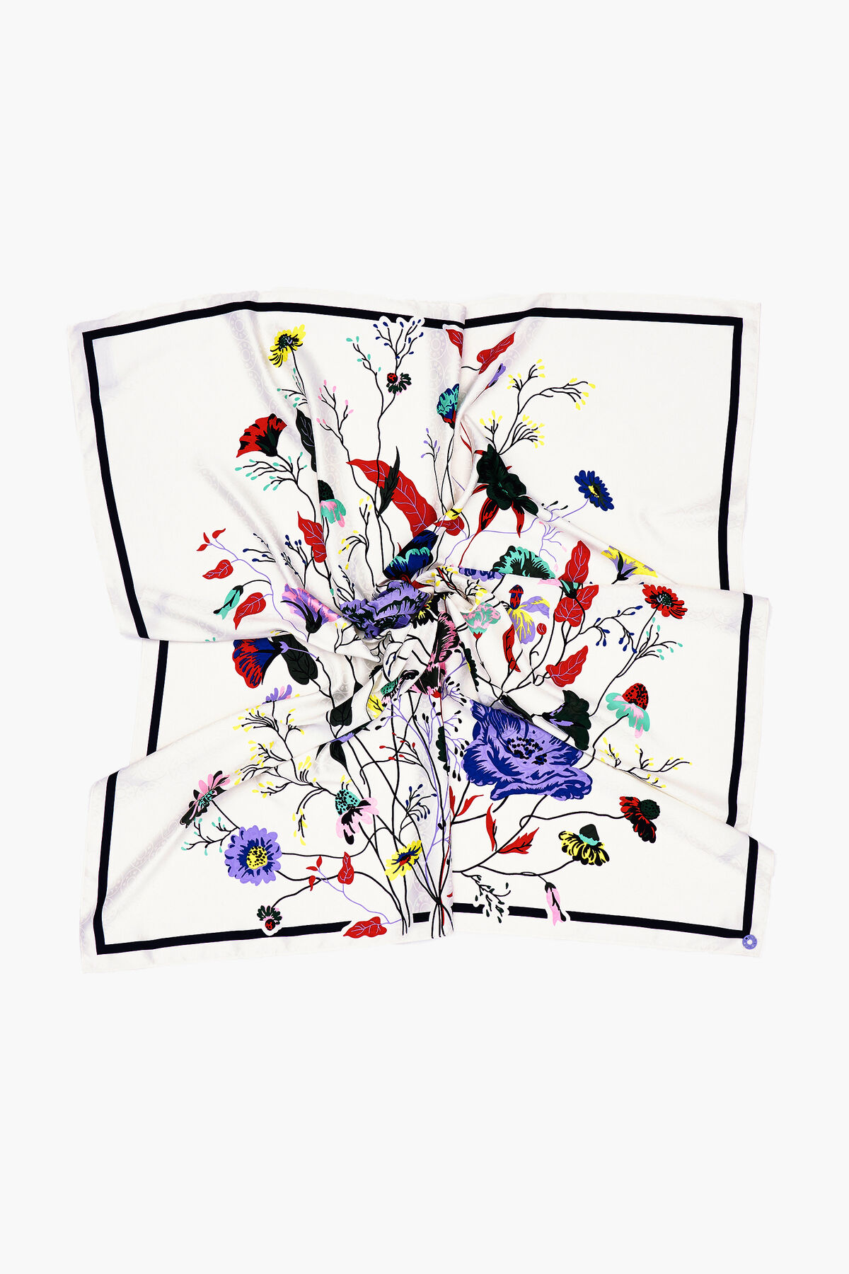 Pañuelo flores blanco roto