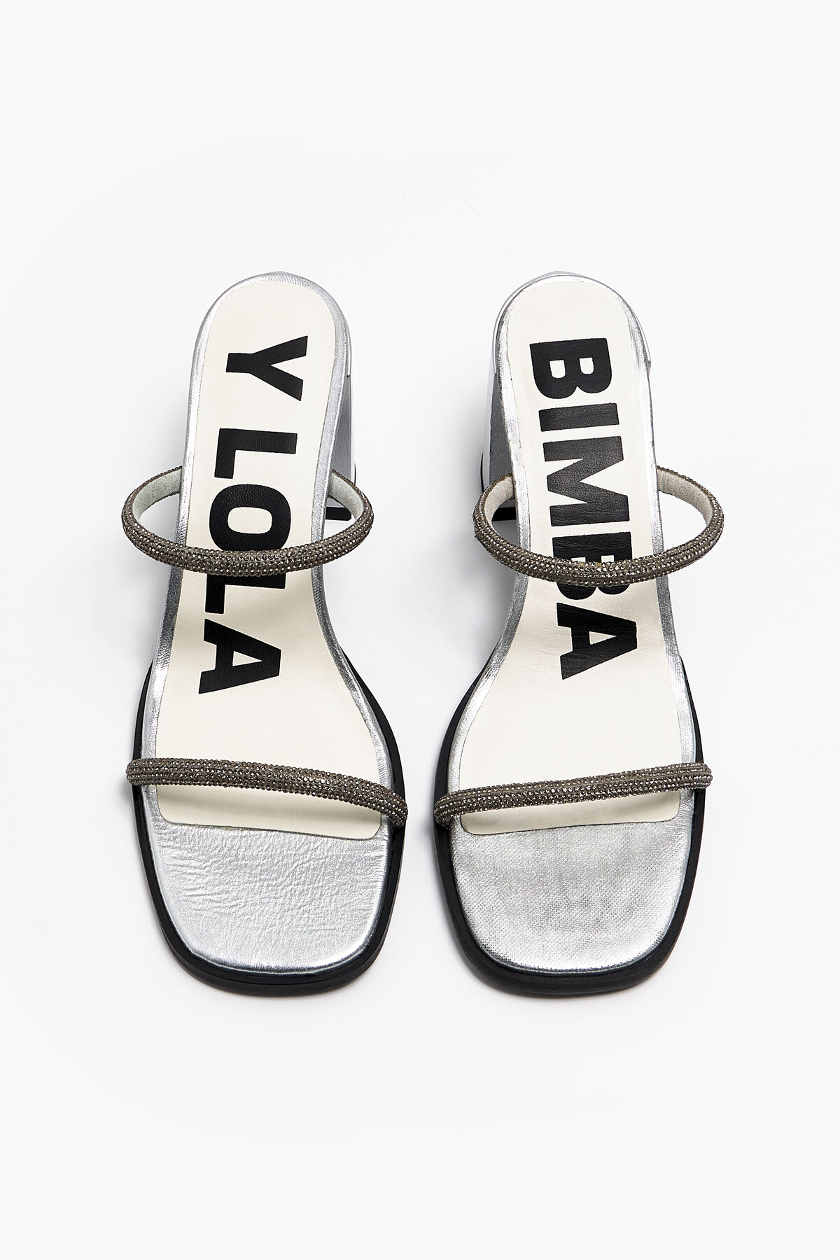 Sandalia tacón plateada