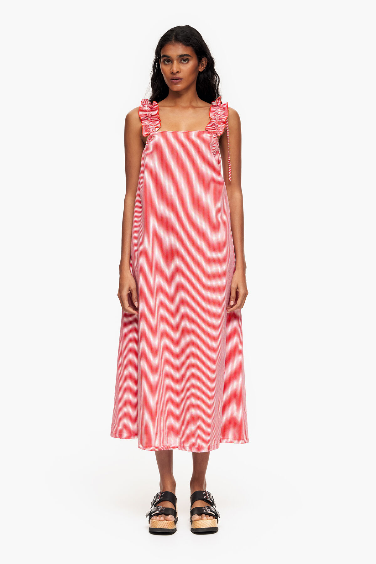 Vestido denim evasé rojo