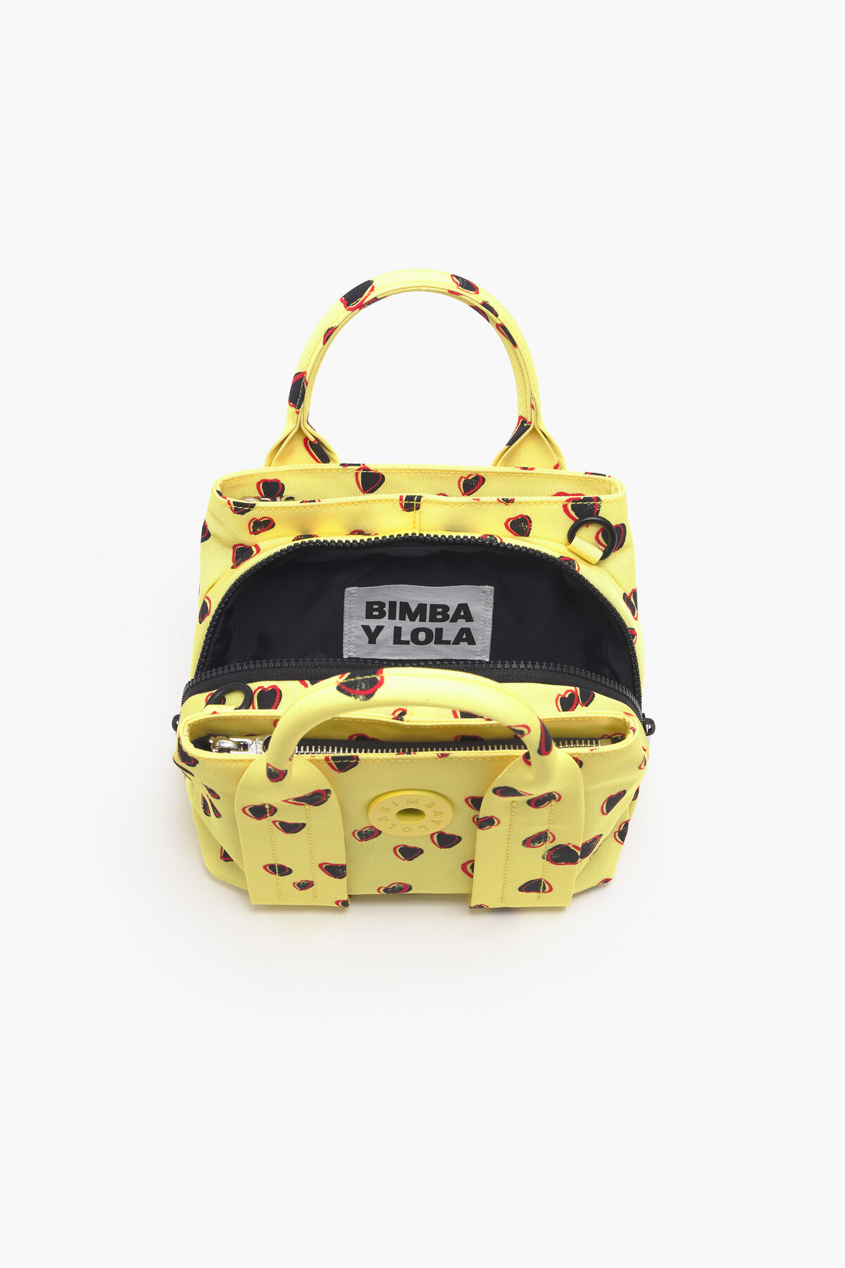Bolso tote XS nylon print Small Hearts amarillo
