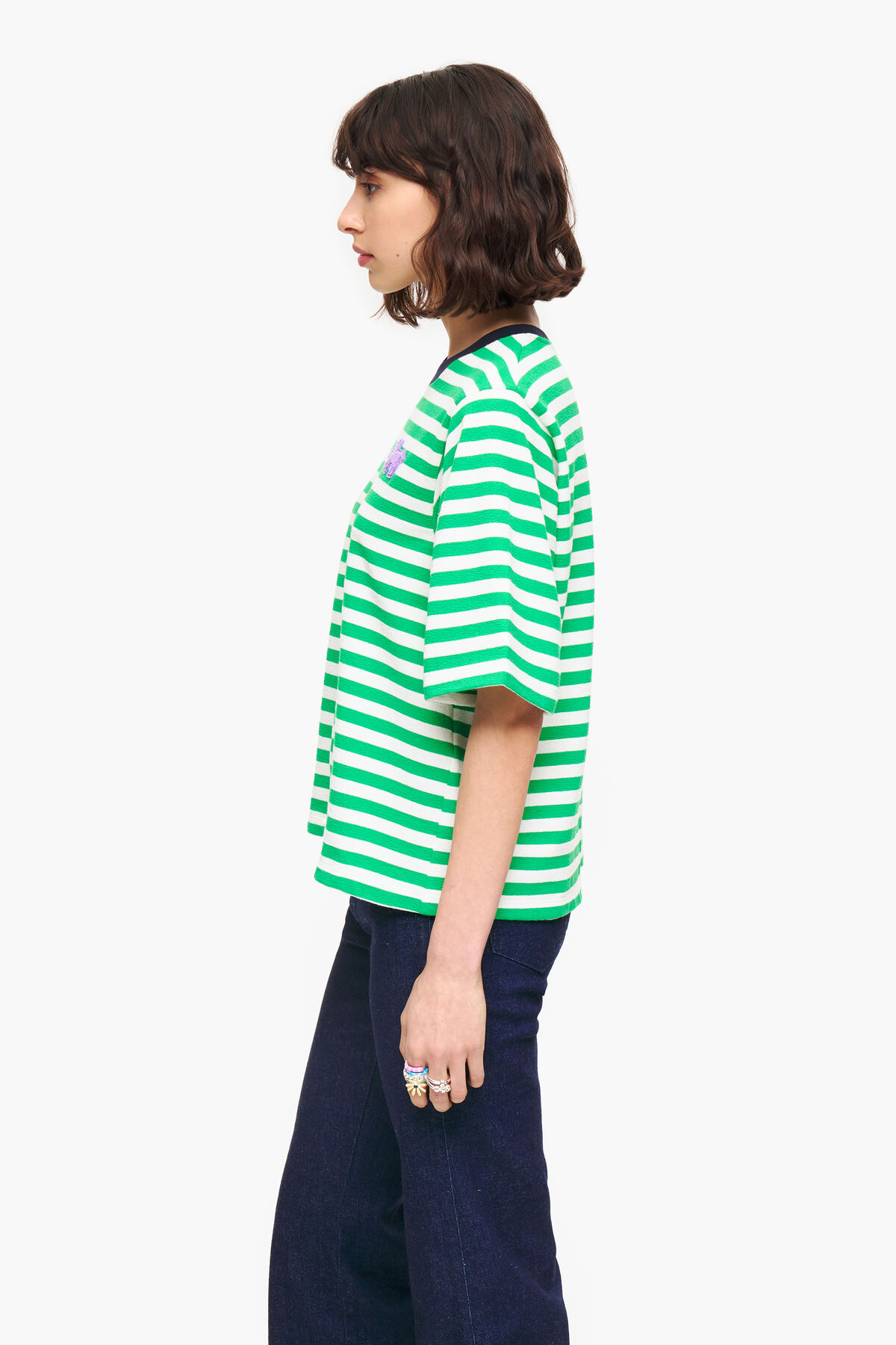 Camiseta perro rayas verde