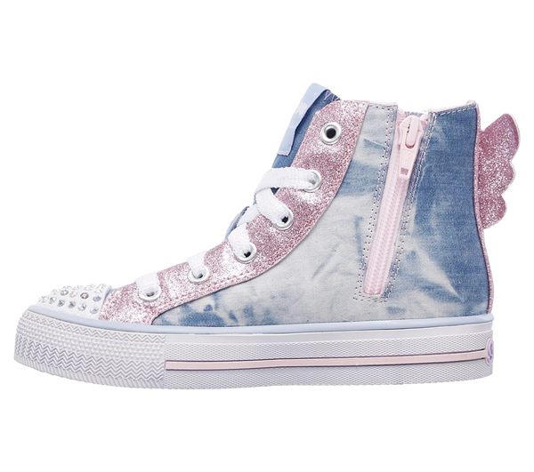 Skechers Girls Twinkle Toes: Shuffles - Wonder Wings Light Blue/Pink