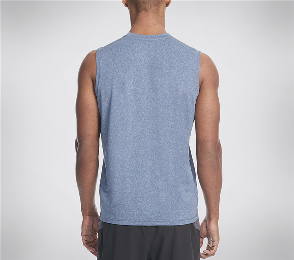 Skechers Men Vista Sleeveless Tech Tee Shirt Navy