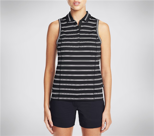 Skechers Women GO Golf Topped Shot Sleeveless Polo Shirt Black