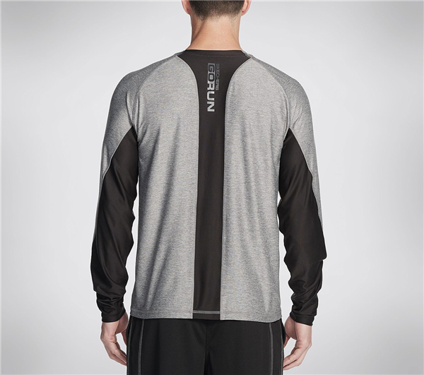 Skechers Men Sprint Long Sleeve Tee Shirt Charcoal