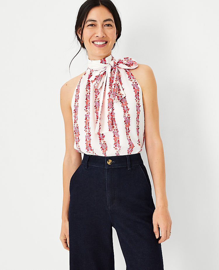 Floral Bow Halter Top
