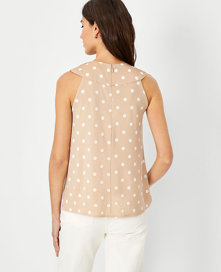 Polka Dot Mixed Media Knotted Halter Top