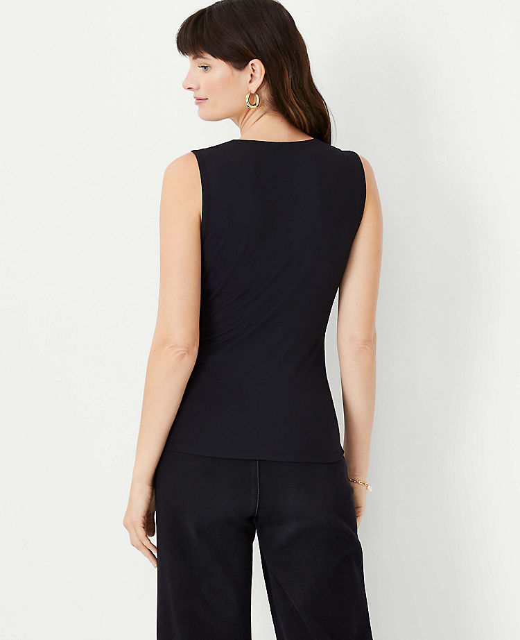 Refined Stretch Sleeveless Wrap Top