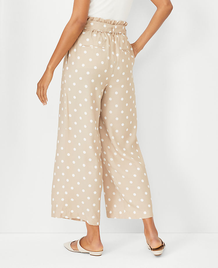 The Belted Easy Wide Leg Crop Pant in Polka Dot