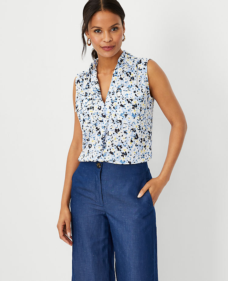 Floral Sleeveless Camp Shirt