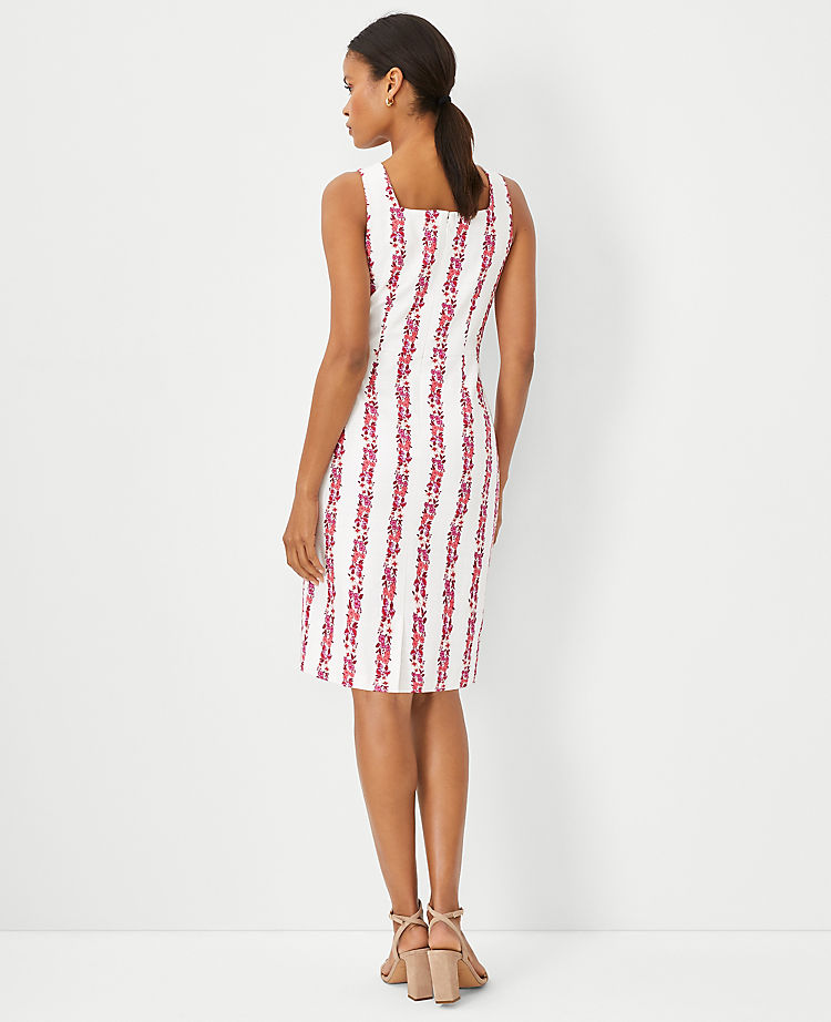 Floral Square Neck Sheath Dress