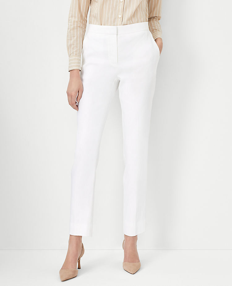 The Eva Ankle Pant in HerRingbone Linen Blend - Curvy Fit