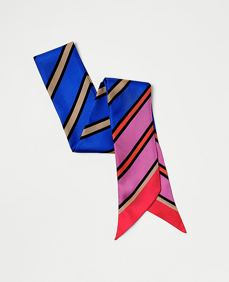 Striped Skinny Silk Scarf