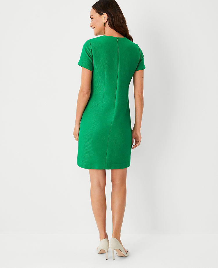 Tweed Pocket Shift Dress