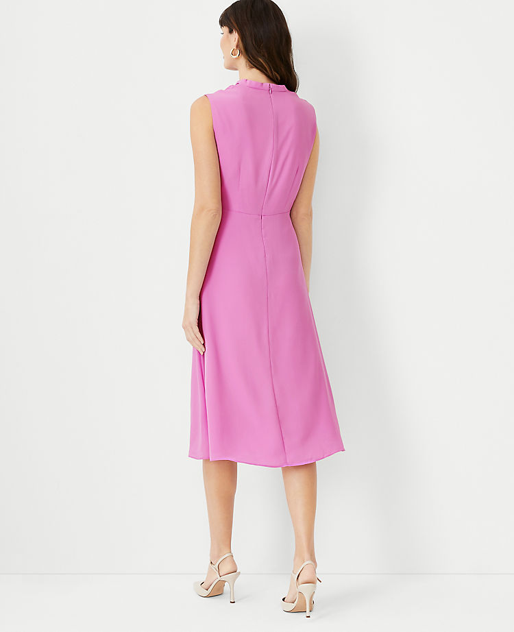 Mock Neck Midi Flare Dress